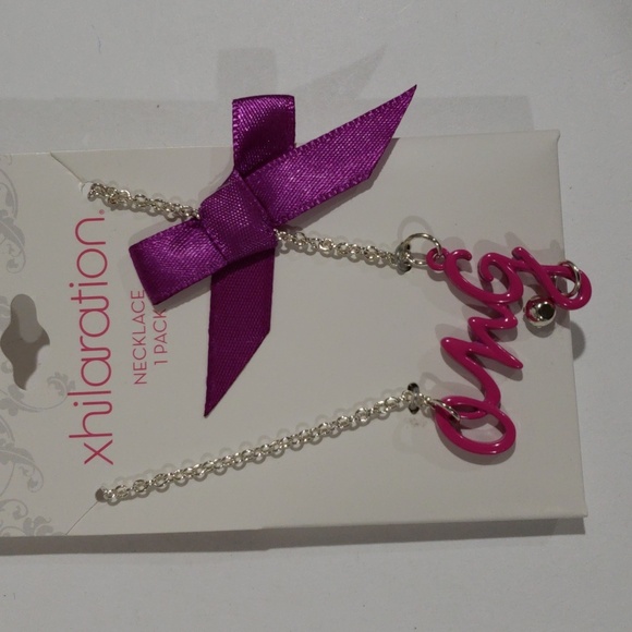 Pink OMG Crystal Necklace w/ Purple Ribbon Accent - Xhilaration Fashion Jewelry - Picture 3 of 9